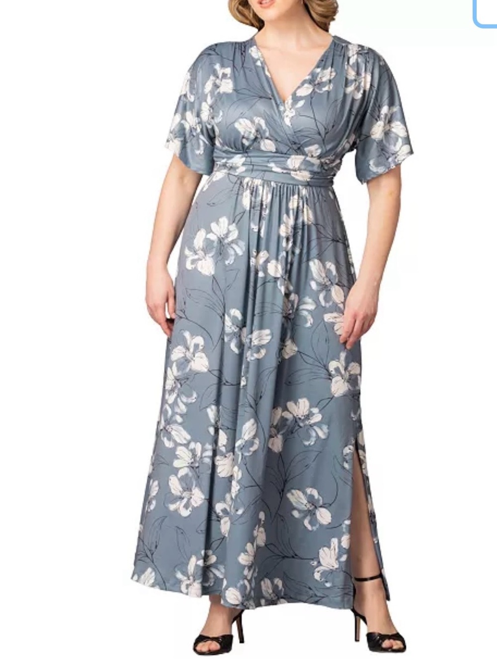 Kiyonna Gray Lily Vienna Maxi Dress super soft Plus Size Woman’s 3X (22-24) NWT
